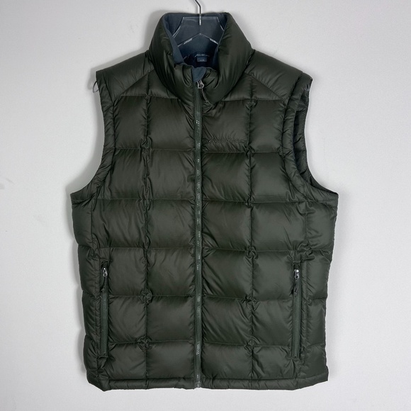 Eddie Bauer Men Goose Down Quilt Puffer Vest Full Zip Army Green Size Medium - Picture 7 of 16